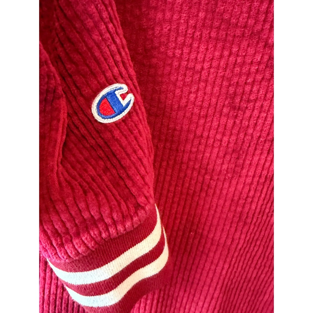 Champion Sweatshirt Corduroy Pullover Mens size Large Retro Varsity Red Logo - Picture 10 of 11